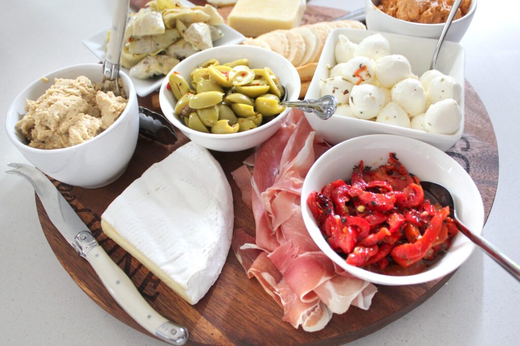 Antipasto, charcuterie, cheese platter, entree, snacks, cheeses